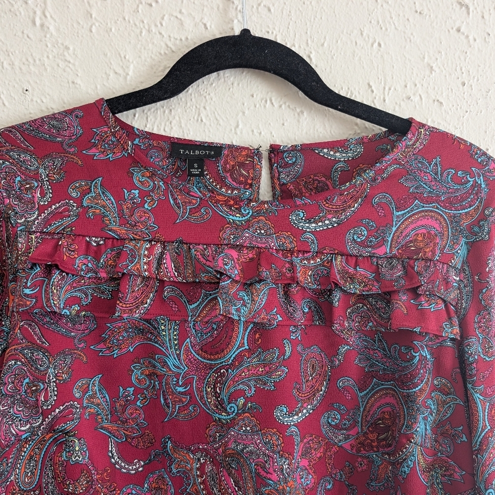 Talbots Paisley Ruffle Blouse - Picture 2 of 6